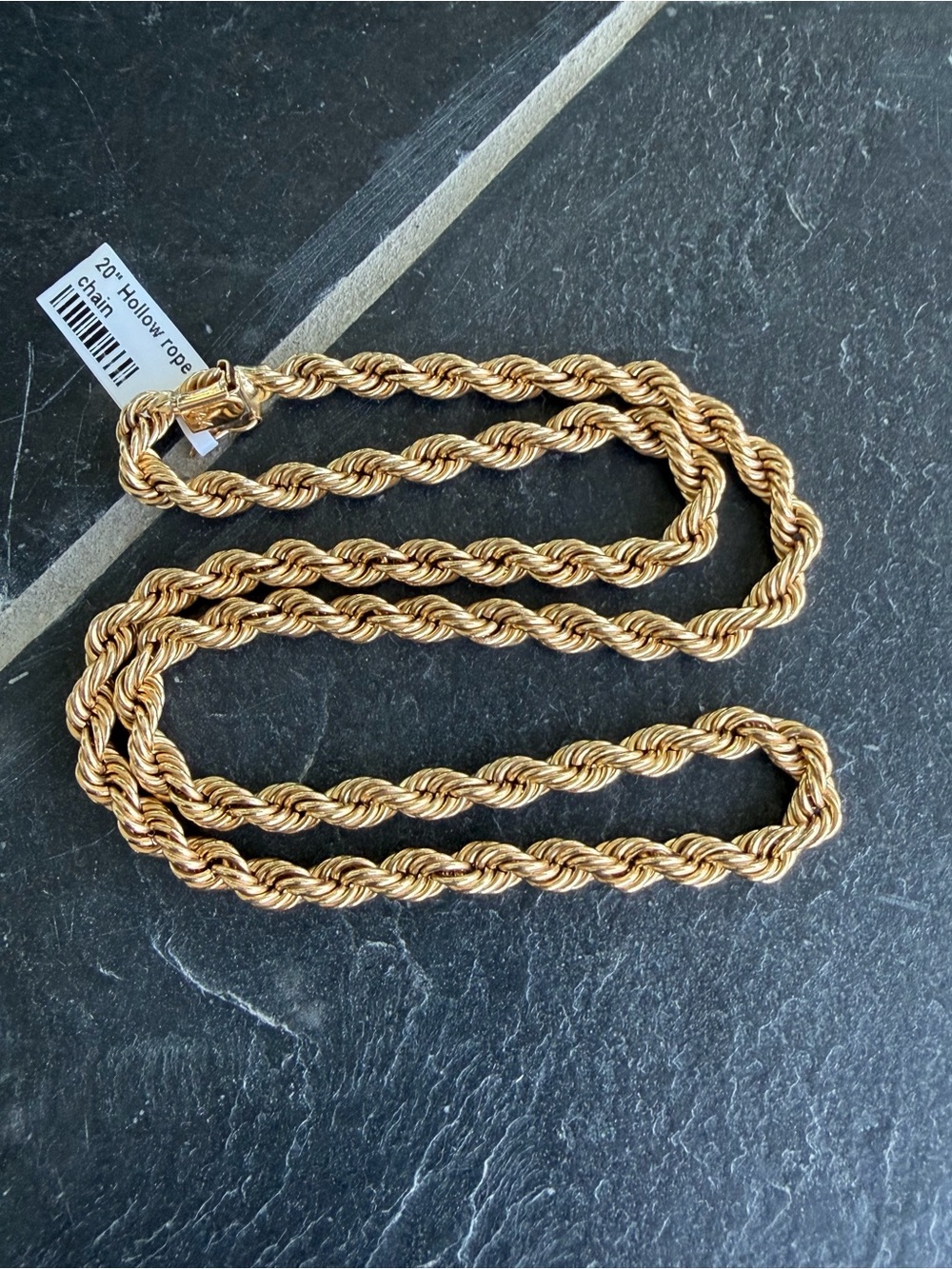 14kt. Yellow Gold Hollow Rope Chain Necklace  20”